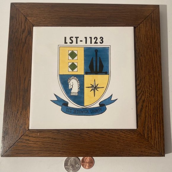 Accents Vintage Wooden And Metal Navy Plaque Uss Sedgwick County Lst1123 Us Navy Poshmark